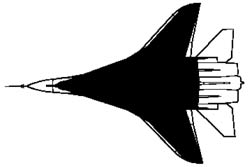 A comparison of the original design (in black) with the production Su-27