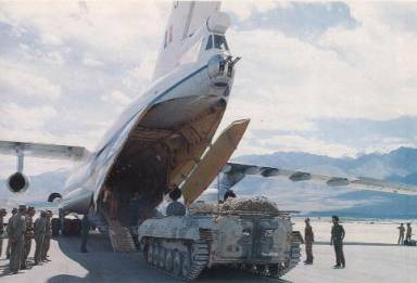 IAF IL-76MD and Army BMP-2 at Leh